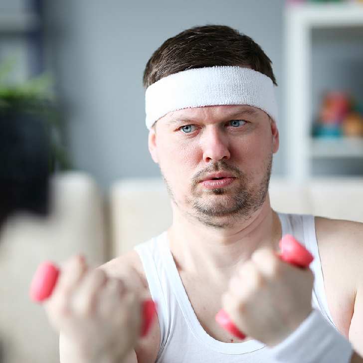 Harry 'The Headband' Smith in his signature workout headband